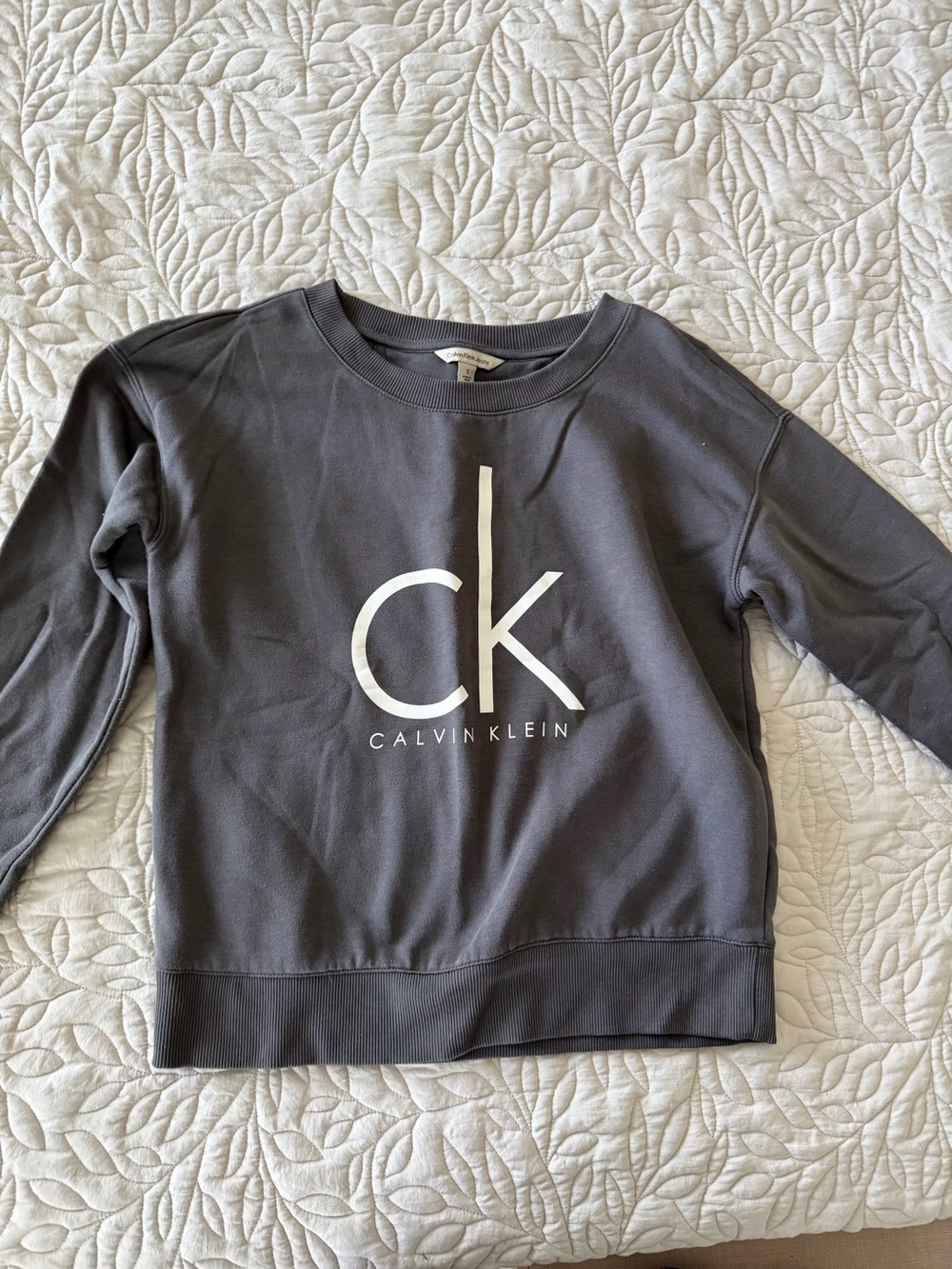 Calvin Klein Charcoal Gray CK Logo Crewneck Sweatshirt